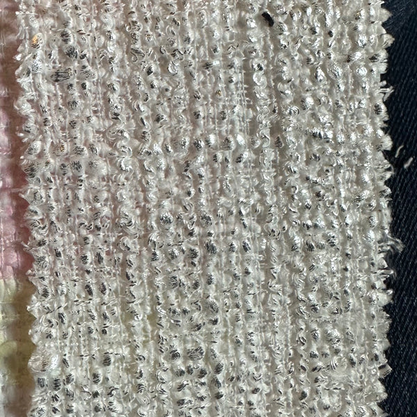 Metallic White Boucle Tweed