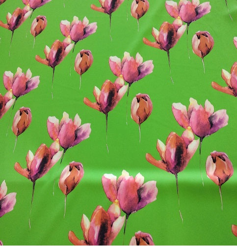Flying Tulips Garden Print On Banana Crepe BCPS15