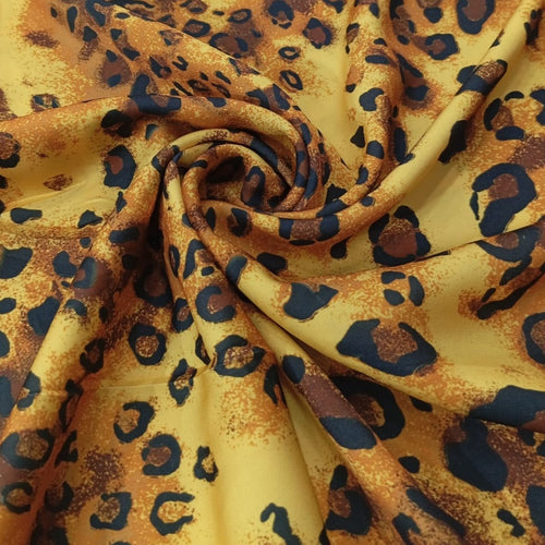 Chrome Satin Pezli With leopard skin Print Fabric-CSPB05