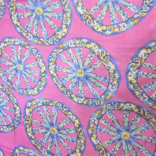 Wheel of Art (Blue) Print On Silk Chiffon-SCPS13