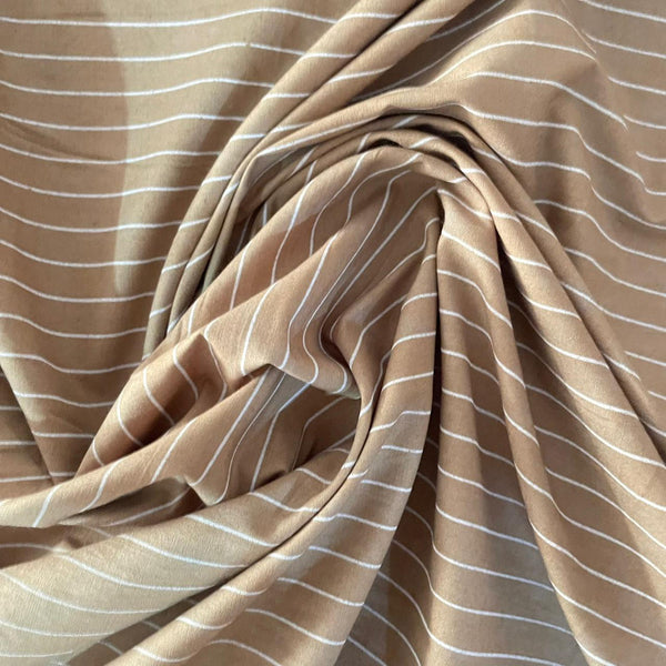 Brown Base White Stripe Cotton Fabric OSCP286
