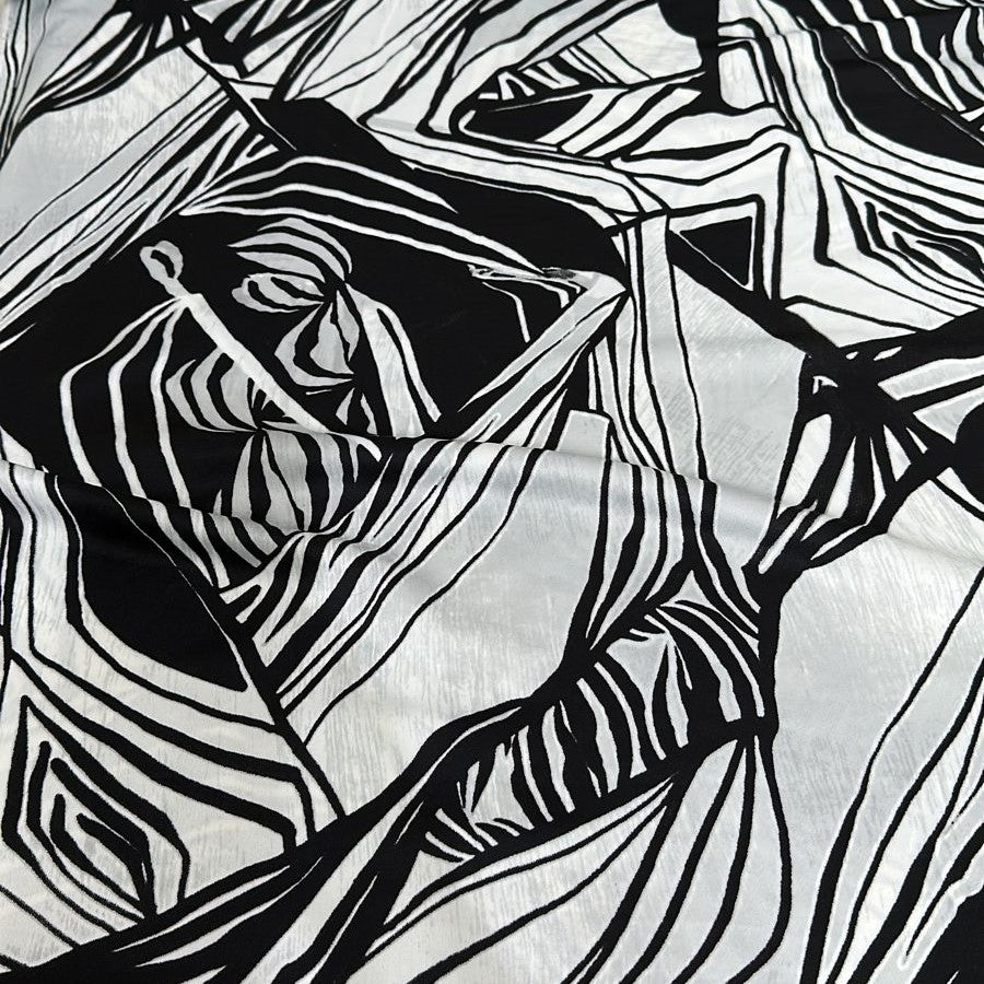Black & White Marble Print On Crepe Satin CSPS01