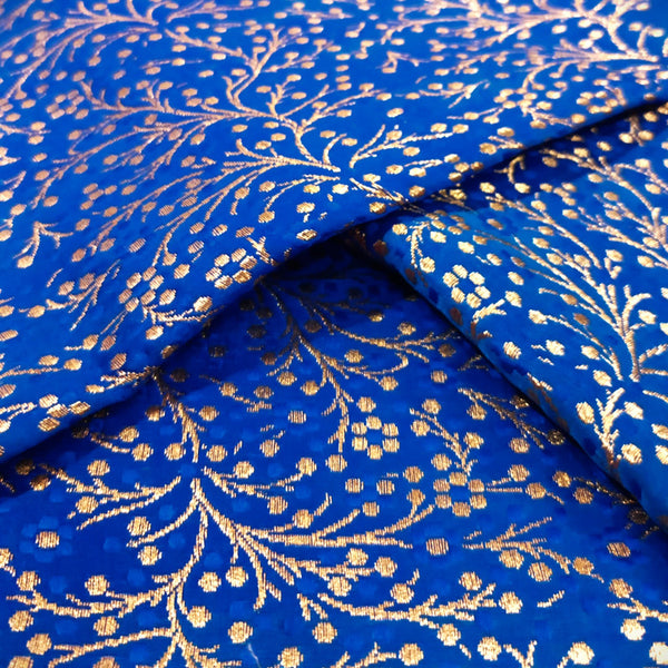 Royal Blue Print On Chinese Jacquard CJPA06