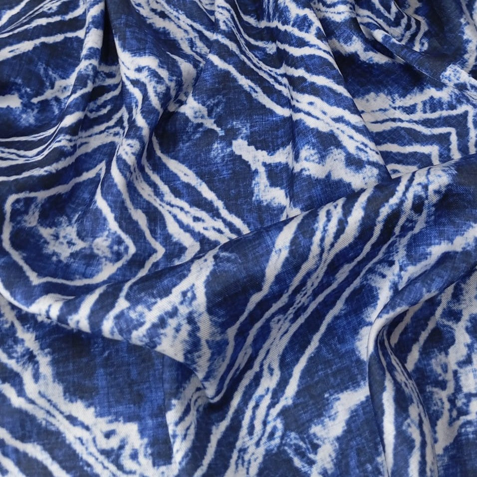 Black & White Marble Print On Twill Satin (D#70C#3) TSPS26