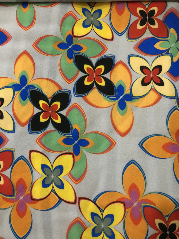 Abstract Flower Print On Royal Georgette RGPB11