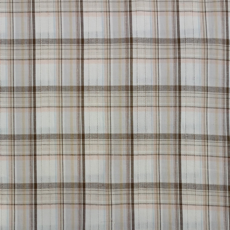 Cotton Cream & Brown Check Y/D Fabric CCYD08