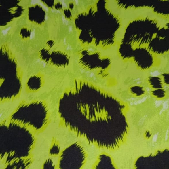 Green Leopard Print On Korean Satin-KSPS50