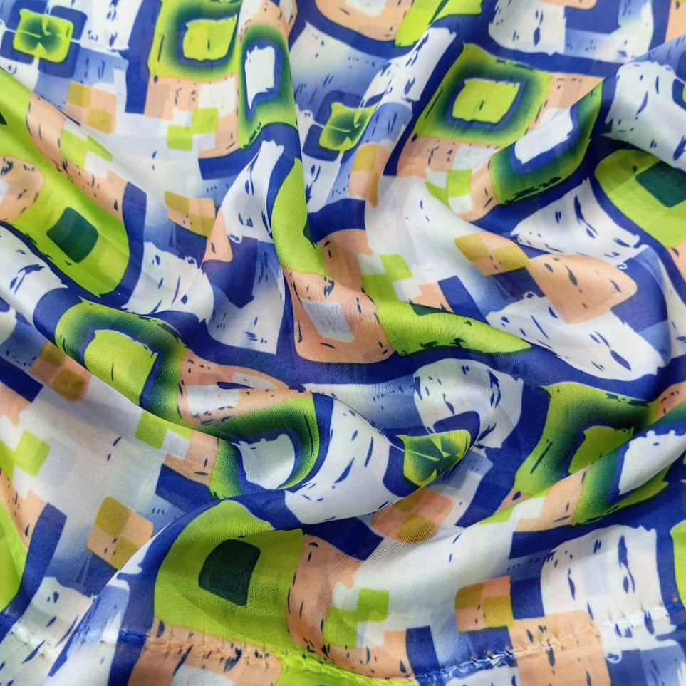 Blue Rose Leopard Print On French Rayon-FRPS03