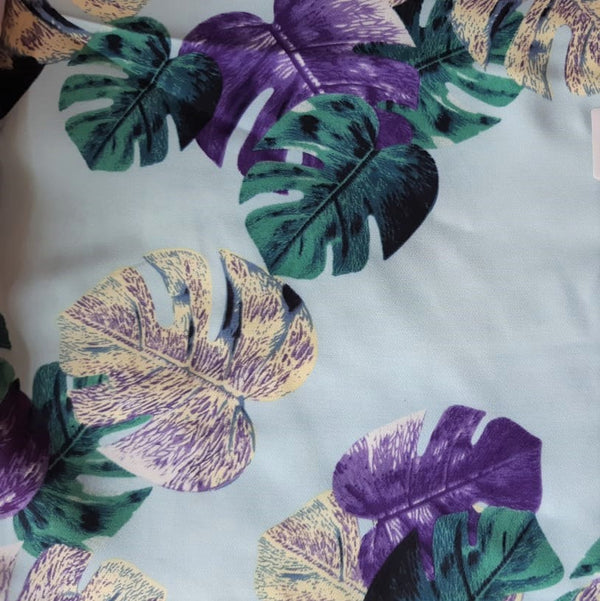 Tropical Vibes (Purple) Print On Banana Crepe BCPS26