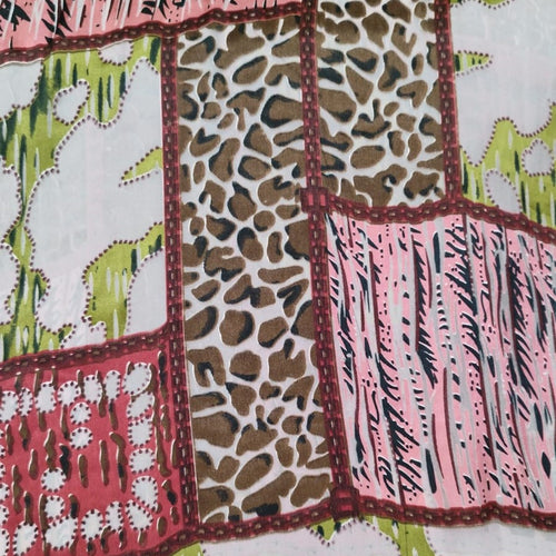 Abstract Print On Silk Satin Burnout