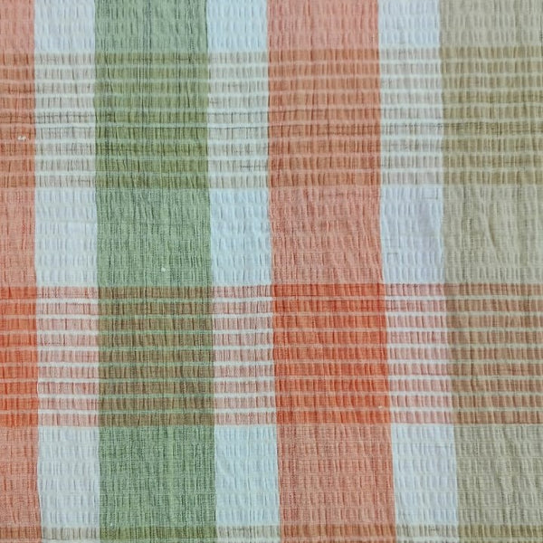 Cotton  Orange Green  Seersucker Stripe Y/D Fabric SYDS09