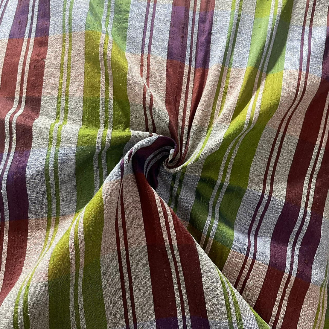 Raw Silk Dupion-Multi Colour -Stripes