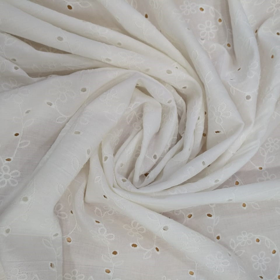White Cotton Schiffli Embroidery#39