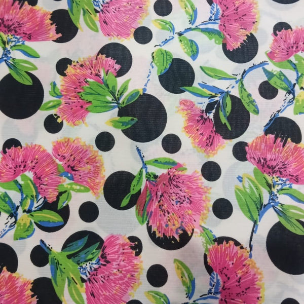 Pink Floral Print On Poly Knitted PKPS02
