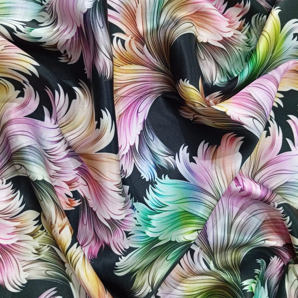 Lily Flower Print On Korean Satin KSPL29