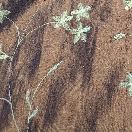 Jasmine Flower Prints On Embroidered Taffeta