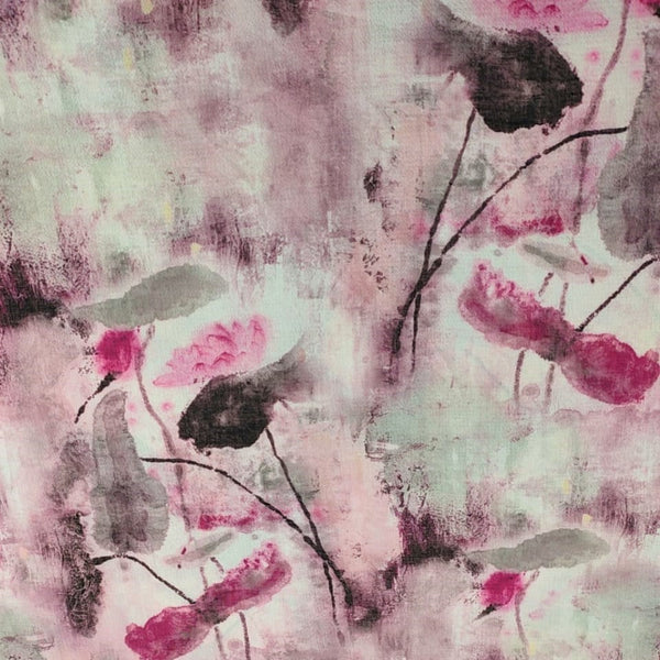 Water Brush Effect (Pink) Print On Snake Crepe SCPS15