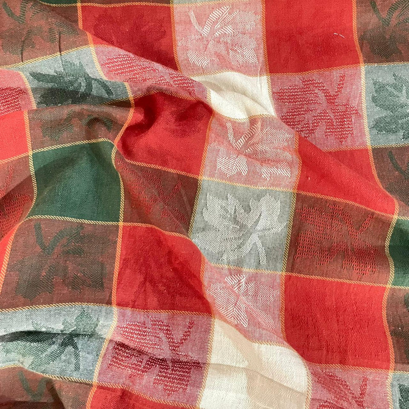 Cotton Check Leaf Fabric OSCP419
