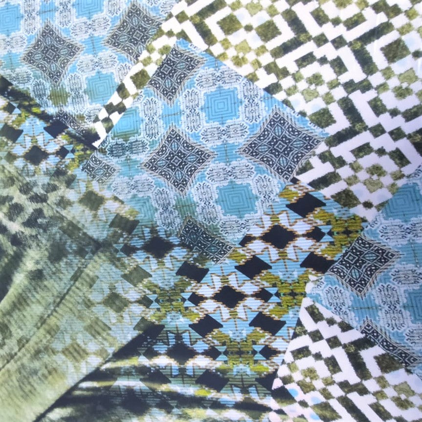 Abstract Marble Print On Korean Satin KSPS08