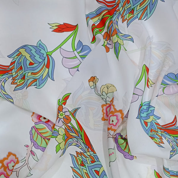 Pot Floral Print On Royal Georgette RGPB88