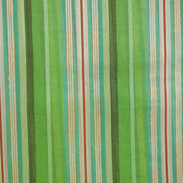 Cotton Lurex Light & Dark Green Stripes Y/D Fabrics CLYD13