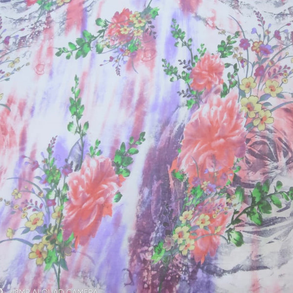 Water Fall Floral Print On Silk Chiffon-SCPS217