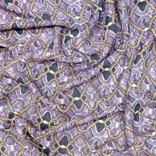 Ogee Pink Print On Royal Georgette RGPB85