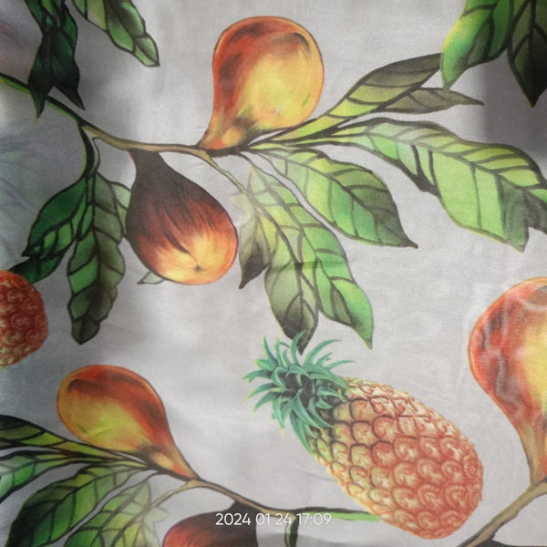 Pineapple Print On Habutai Satin HSPS27