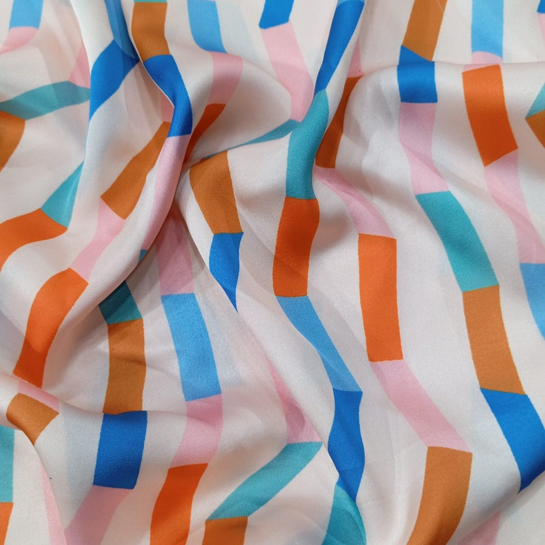 Irregular Zig Zak Print On Korean Satin KSPA30