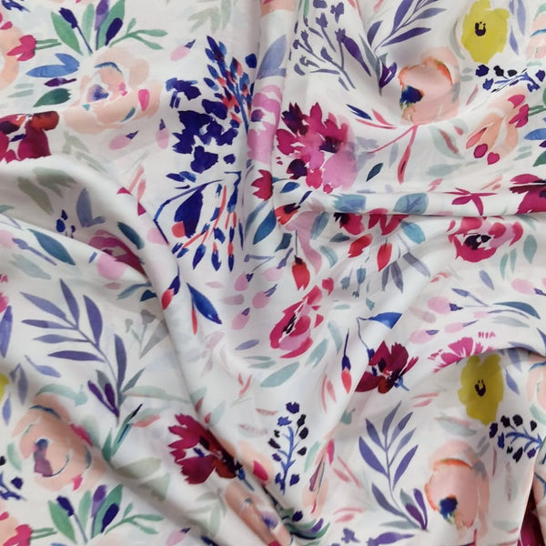 Rose Floral Print On Korean Satin KSPL28