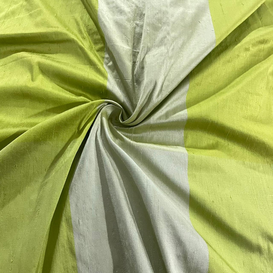 Raw Silk Dupion Green-Stripes