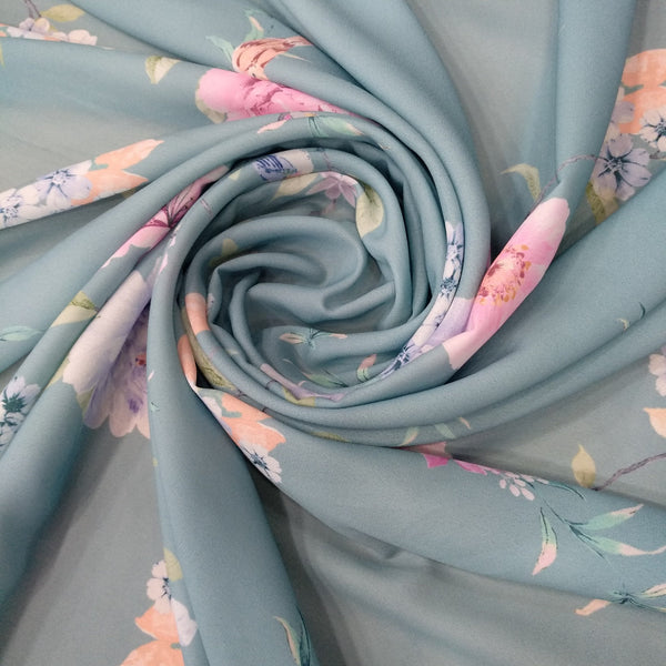 Bird Floral Print On Royal Georgette RGPA66