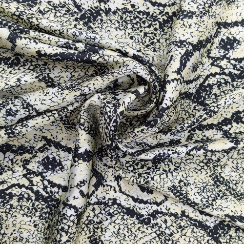 Black & Yellow Snake Print On Korean Satin KSPS123