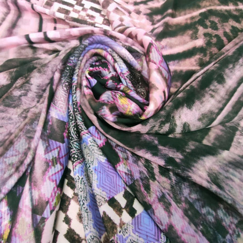 Abstract Pink Marble Print On Korean Satin KSPS09