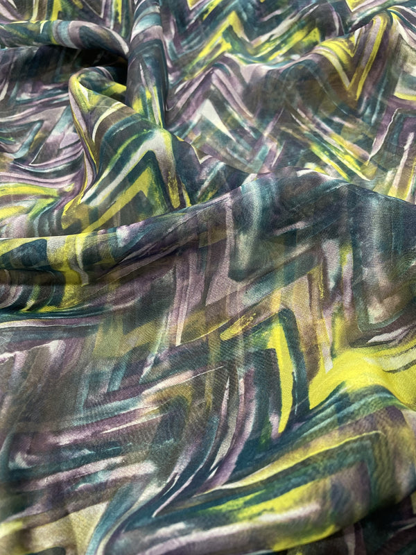 Zig Zag Print On Flat Chiffon FCPS113