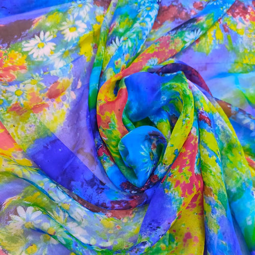 Aztech Print On Silk Chiffon-SCPS109