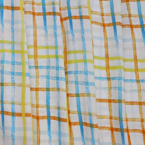 Rainbow Check Print On Royal Georgette RGPB108