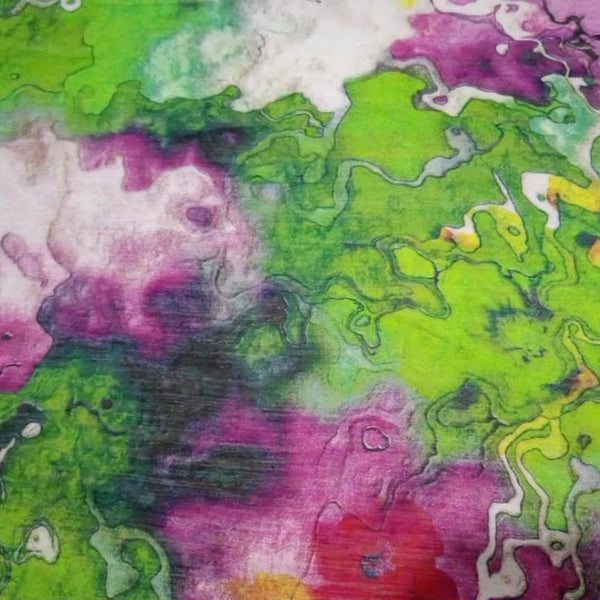 Green & Voilet Abstract Print On French Rayon-FRPS09