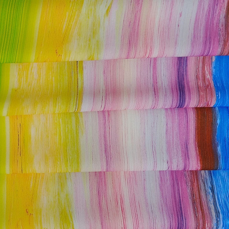 Rainbow Wave Print On Royal Georgette RGPB79