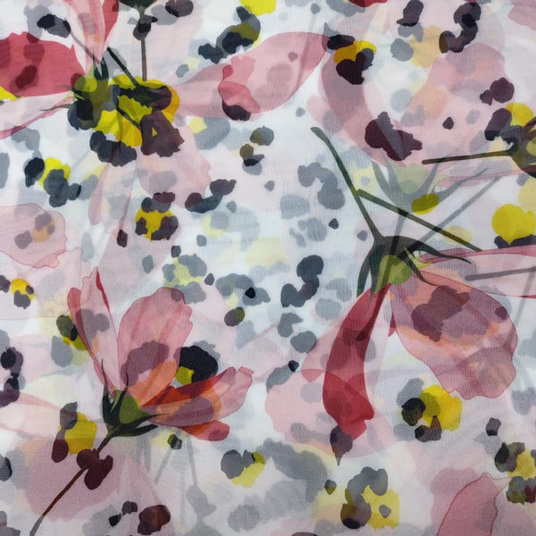 Hibicus Flower Print On Organza-ORPA58