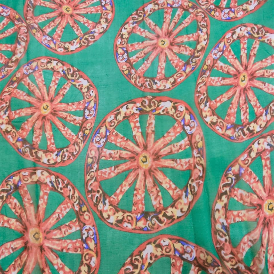 Wheel Of Art (Brown) Print On Silk Chiffon-SCPS266