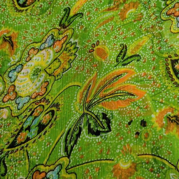 Green Base Garden Print On Poly Chiffon PCPS02