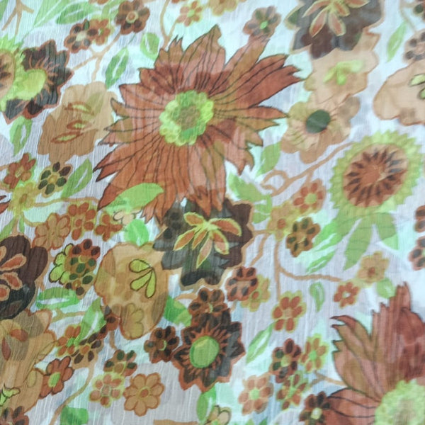 Red Flowers Print On Poly Chiffon PCPS26