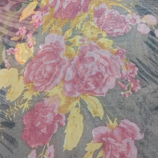Red Flower Print On Silk Georgette SGPS15