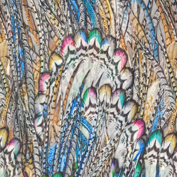 Peacock Far Print On Habutai Satin HSPS88