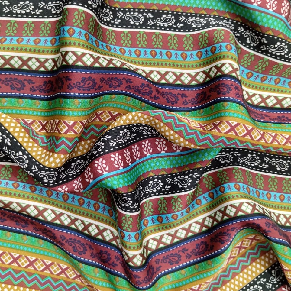 Bohemian Print On Korean Satin KSPS121