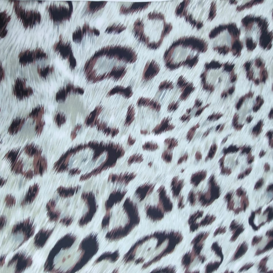 Grey Leopard Print On Korean Satin-KSPS58