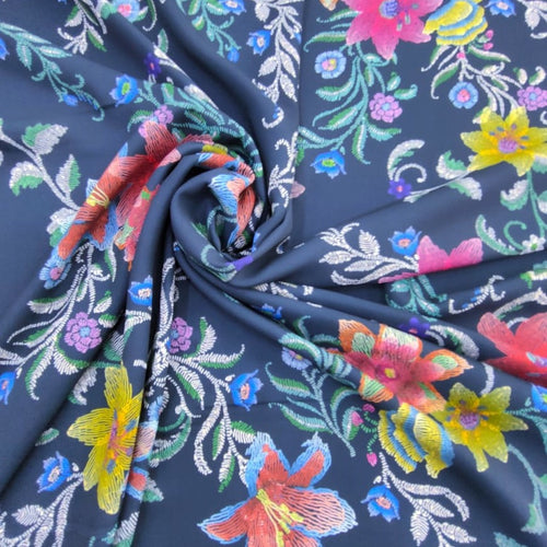 All Things Floral Print On Royal Georgette RGPS22
