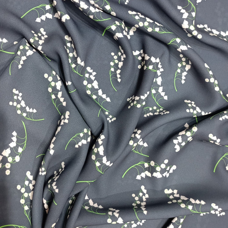 White Flower Print On Royal Georgette RGPA24