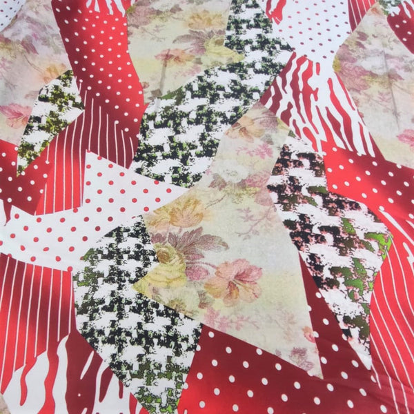 Red Marble Print On Korean Satin KSPS97